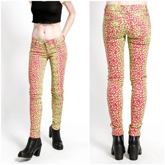 TRIPP NYC Neon Leopard Print Skinny Jeans size 25 - Picture 1 of 12
